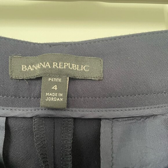 Banana Republic Mid-Rise Straight Pants - Navy, Size 4P - Picture 2 of 3
